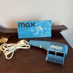 Max By Gillette HD-R Hair Dryer W/ Attachment & Manual Blue WORKS Vintage